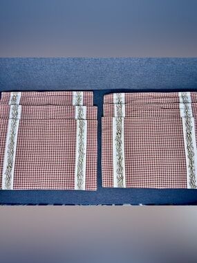 Country House Placemats Set 6 Burgundy Gingham Farmhouse Cottagecore Rustic